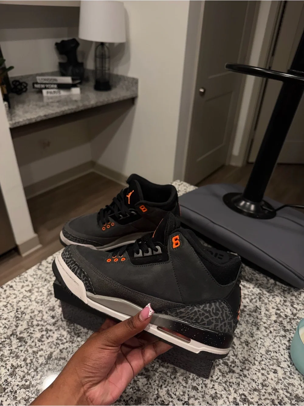 Jordan Retro Sneakers in Black and Orange Accents